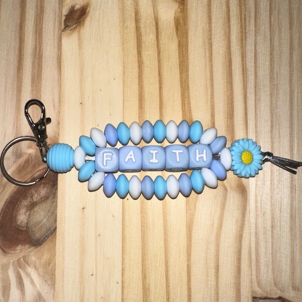 Silicone Beaded Keychain - Faith